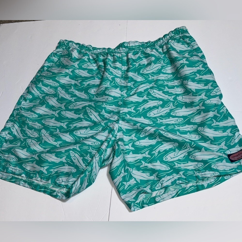 Vineyard Vines Swim Trunks fishy- Mens XLarge Green Mesh shorts